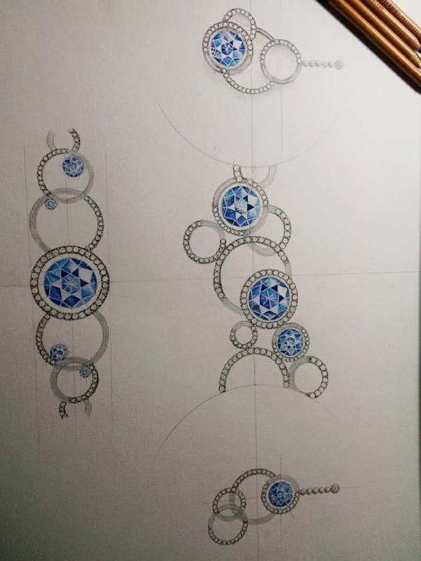 精美絕倫的珠寶首飾設計,不一般的素描彩鉛手繪。